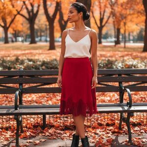 Lariat red western suede skirt